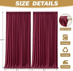 8ftx10ft Wrinkle Free Burgundy Backdrop Curtain - 10 Feet Photography Backdrop Drapes, Silky Polyester Back Drop, alternate
