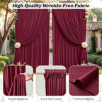 8ftx10ft Wrinkle Free Burgundy Backdrop Curtain - 10 Feet Photography Backdrop Drapes, Silky Polyester Back Drop, alternate
