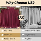 8ftx10ft Wrinkle Free Burgundy Backdrop Curtain - 10 Feet Photography Backdrop Drapes, Silky Polyester Back Drop, alternate