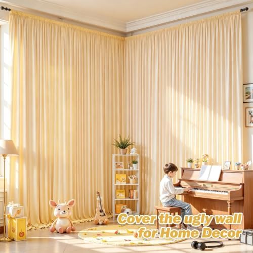 8ftx10ft Wrinkle Free Champagne Backdrop Curtain - 10 Feet Photography Backdrop Drapes, Silky Polyester Back, alternate view