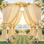 8ftx10ft Wrinkle Free Champagne Backdrop Curtain - 10 Feet Photography Backdrop Drapes, Silky Polyester Back, alternate view