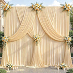 8ftx10ft Wrinkle Free Champagne Backdrop Curtain - 10 Feet Photography Backdrop Drapes, Silky Polyester Back, alternate view
