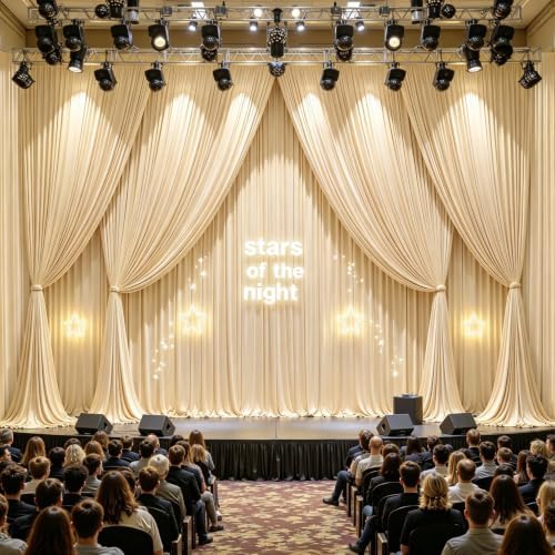 8ftx10ft Wrinkle Free Champagne Backdrop Curtain - 10 Feet Photography Backdrop Drapes, Silky Polyester Back, alternate view