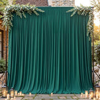 8ftx10ft Wrinkle Free Hunter Green Backdrop Curtain - 10 Feet Photography Backdrop Drapes, Silky Polyester Back