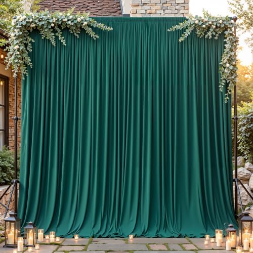8ftx10ft Wrinkle Free Hunter Green Backdrop Curtain - 10 Feet Photography Backdrop Drapes, Silky Polyester Back