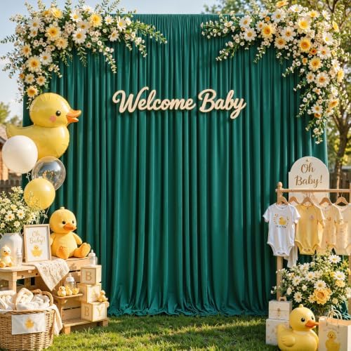 8ftx10ft Wrinkle Free Hunter Green Backdrop Curtain - 10 Feet Photography Backdrop Drapes, Silky Polyester Back, alternate