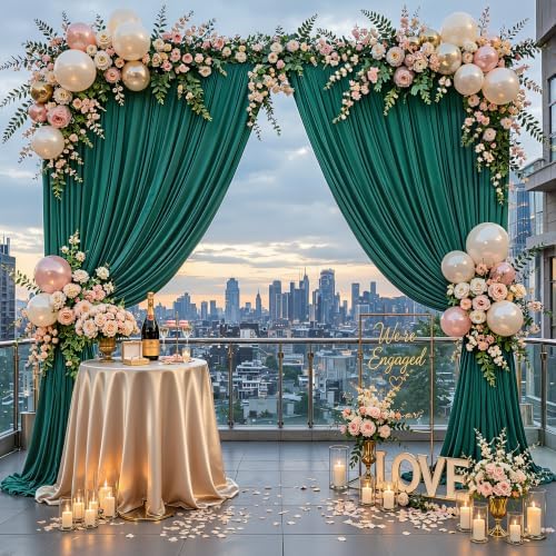 8ftx10ft Wrinkle Free Hunter Green Backdrop Curtain - 10 Feet Photography Backdrop Drapes, Silky Polyester Back, alternate