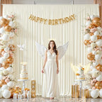 8ftx10ft Wrinkle Free Ivory Backdrop Curtain - 10 Feet Photography Backdrop Drapes, Silky Polyester Back Drop, alternate view