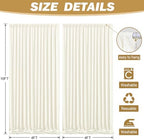 8ftx10ft Wrinkle Free Ivory Backdrop Curtain - 10 Feet Photography Backdrop Drapes, Silky Polyester Back Drop, alternate view
