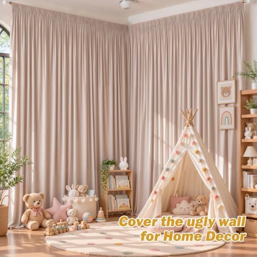 8ftx10ft Wrinkle Free Nude Blush Backdrop Curtain - 10 Feet Photography Backdrop Drapes, Silky Polyester Back, alternate view