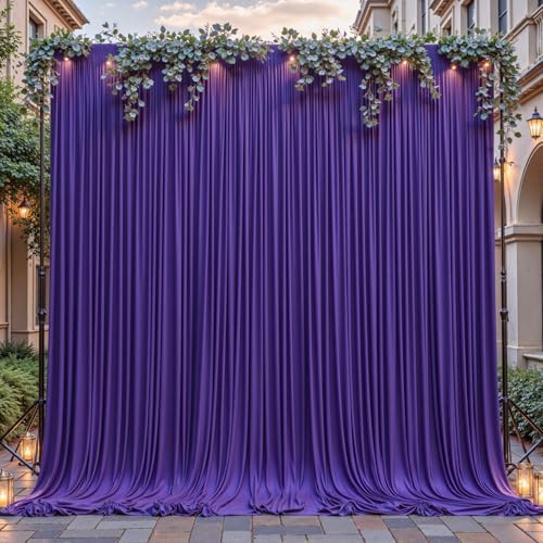 8ftx10ft Wrinkle Free Purple Backdrop Curtain - 10 Feet Photography Backdrop Drapes, Silky Polyester Back Drop