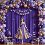 8ftx10ft Wrinkle Free Purple Backdrop Curtain - 10 Feet Photography Backdrop Drapes, Silky Polyester Back Drop, alternate
