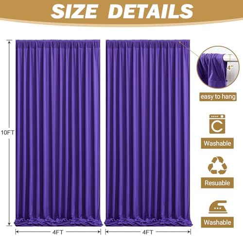 8ftx10ft Wrinkle Free Purple Backdrop Curtain - 10 Feet Photography Backdrop Drapes, Silky Polyester Back Drop, alternate