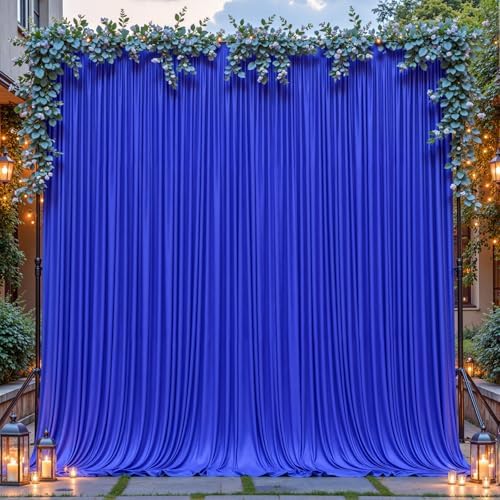 8ftx10ft Wrinkle Free Royal Blue Backdrop Curtain - 10 Feet Photography Backdrop Drapes, Silky Polyester Back