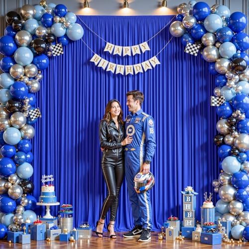 8ftx10ft Wrinkle Free Royal Blue Backdrop Curtain - 10 Feet Photography Backdrop Drapes, Silky Polyester Back, alternate view