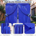 8ftx10ft Wrinkle Free Royal Blue Backdrop Curtain - 10 Feet Photography Backdrop Drapes, Silky Polyester Back, alternate view