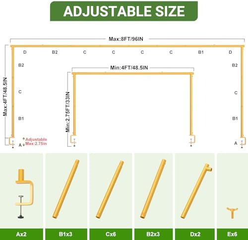 8FTx4FT Adjustable Over The Table Arch Stand with Clamps, alternate view 2