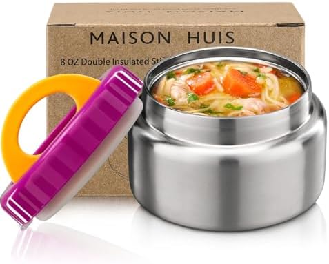 8oz Soup Thermo Wide Mouth Vacuum Insulated Thermo Jar, Leak Proof Stainless Steel Food Container for Hot&Cold