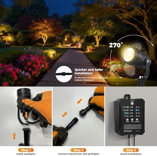 8Pack 5W Landscape Lighting Kit with Transformer, alternate view 6