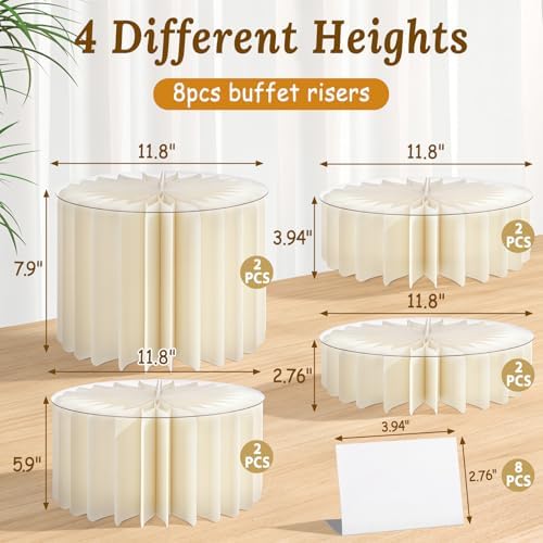 8Pack Buffet Risers Display Stands Foldable Food Risers for Buffet Table Tall Cake Cupcake Stands Cardboard, alternate view 2