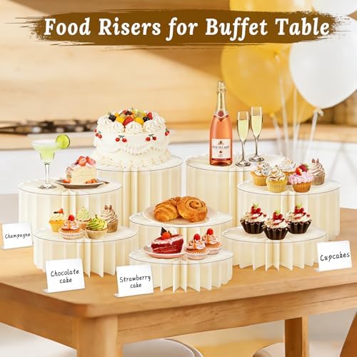 8Pack Buffet Risers Display Stands Foldable Food Risers for Buffet Table Tall Cake Cupcake Stands Cardboard, alternate view 4