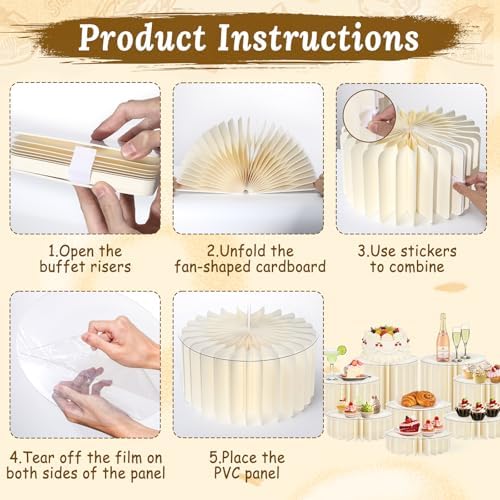 8Pack Buffet Risers Display Stands Foldable Food Risers for Buffet Table Tall Cake Cupcake Stands Cardboard, alternate view 5