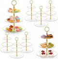 8Pack Cupcake Stand, Dessert Stand, Clear, 3 Tier, Plastic in Clear-8Pcs