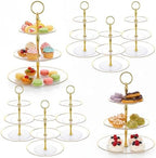 8Pack Cupcake Stand, Dessert Stand, Clear, 3 Tier, Plastic in Clear-8Pcs