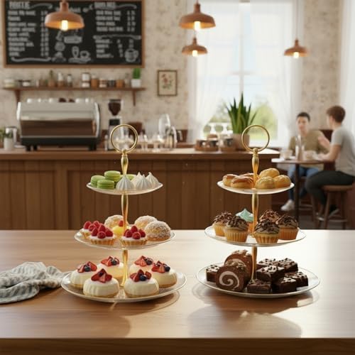 8Pack Cupcake Stand, Dessert Stand, Clear, 3 Tier, Plastic in Clear-8Pcs, alternate view 7