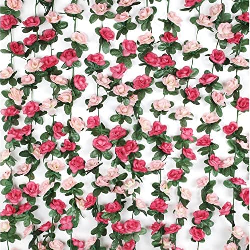 8Pcs 16.4Ft Fake Flower Garland Artificial Rose Vines