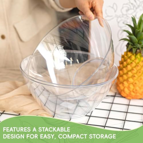 8PCS 160oz Clear Plastic Serving Bowls, Large Round Punch Bowls, alternate view 4