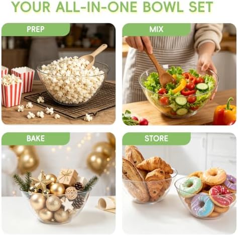 8PCS 160oz Clear Plastic Serving Bowls, Large Round Punch Bowls, alternate view 6