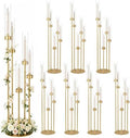 8PCS 39.37'' Gold Floor Candle Holders Centerpieces with Acrylic Shade in Gold