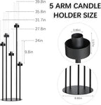 8Pcs 39.8'' 5 Arm Black Candelabra Table Centerpiece for Wedding in Black, alternate view 3