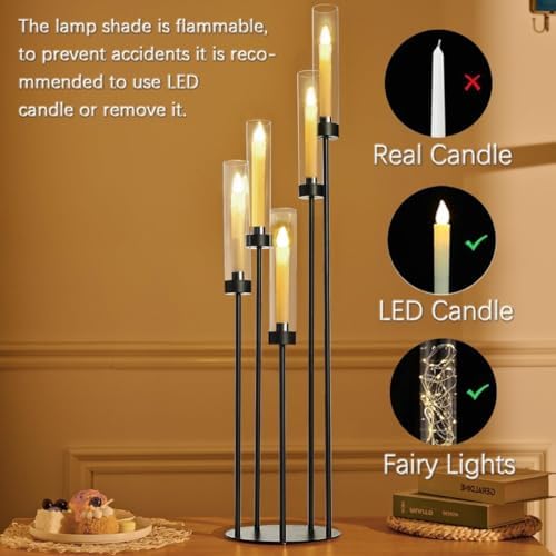 8Pcs 39.8'' 5 Arm Black Candelabra Table Centerpiece for Wedding in Black, alternate view 5