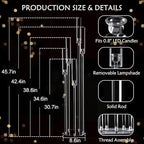 8pcs 5 Arm Acrylic Candelabra, Clear in 8.6"L x 8.6"W x 45.7"H in Clear, alternate view 3