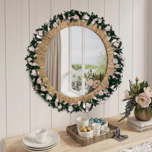 8Pcs 63Ft Light Pink Rose Garland, Fake Rose Hanging Flowers, Artificial Flower Vine, Hanging Floral Vine, alternate view 5