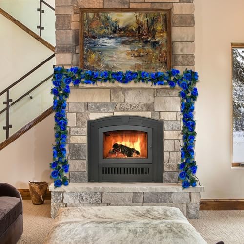 8Pcs 63Ft Royal Blue Rose Garland, Fake Rose Hanging Flowers, Artificial Flower Vine, Hanging Floral Vine, alternate view 3