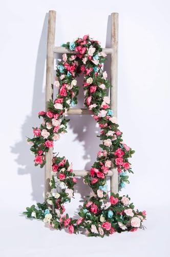 8Pcs 66FT Pink and Blue Flower Garland for Wedding Backdrop, alternate view 5