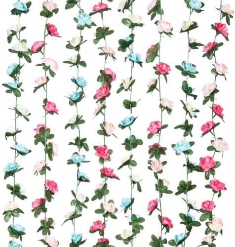 8Pcs 66FT Pink and Blue Flower Garland for Wedding Backdrop, alternate view 6