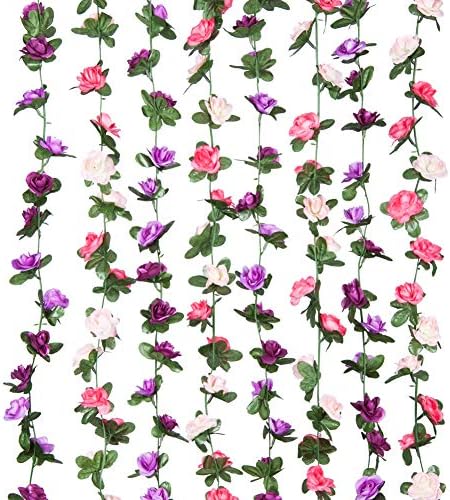 8Pcs 66FT Pink and Purple Flower Garland for Wedding Backdrop, alternate view 6