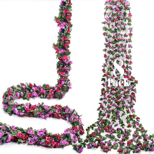 8Pcs 66FT Purple Flower Garland for Wedding Arch and Backdrop