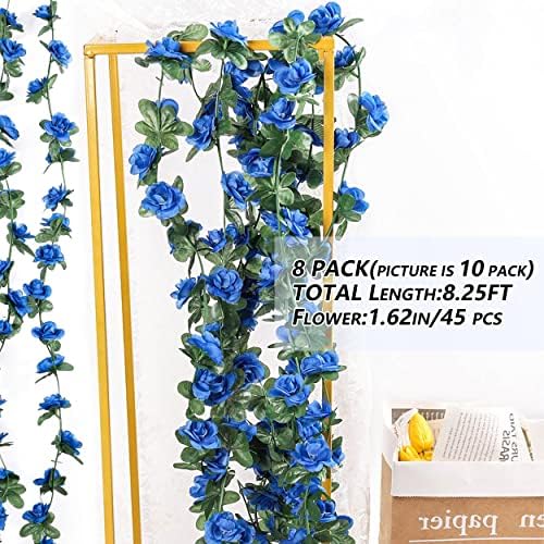 8Pcs 66FT Sapphire Blue Flower Garland for Wedding Backdrop, alternate view 4