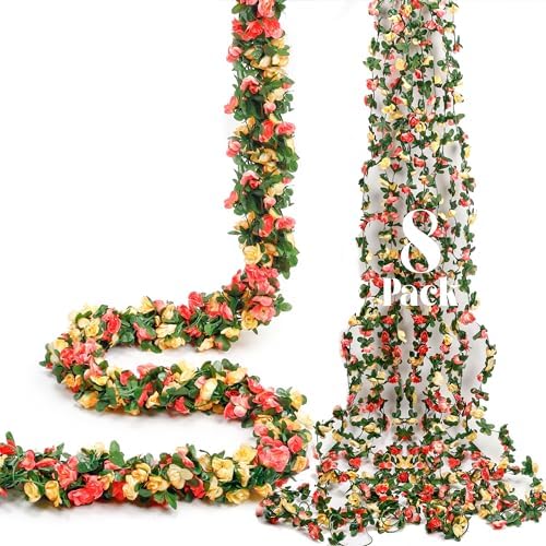 8Pcs 66FT Yellow Flower Garland for Wedding Arch and Backdrop