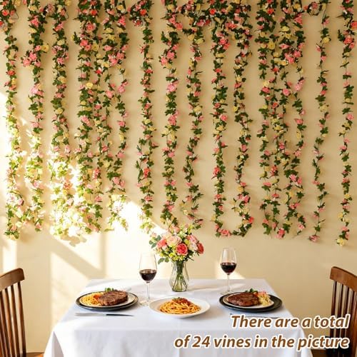 8Pcs 66FT Yellow Flower Garland for Wedding Arch and Backdrop, alternate view 3