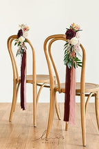 8pcs Aisle Pew Artificial Flowers Arrangements for Wedding Ceremony Chair Back Floral Decorations with Chiffon, alternate