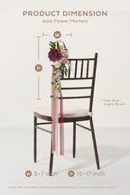 8pcs Aisle Pew Artificial Flowers Arrangements for Wedding Ceremony Chair Back Floral Decorations with Chiffon, alternate