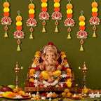8PCS Artificial Marigold Garland with Lotus for Home Diwali Decoration