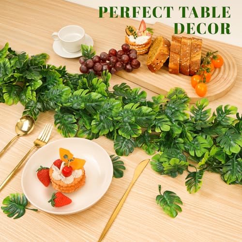 8Pcs Artificial Monstera Leaf Vines 5.6Ft Greenery Garland, alternate view 3