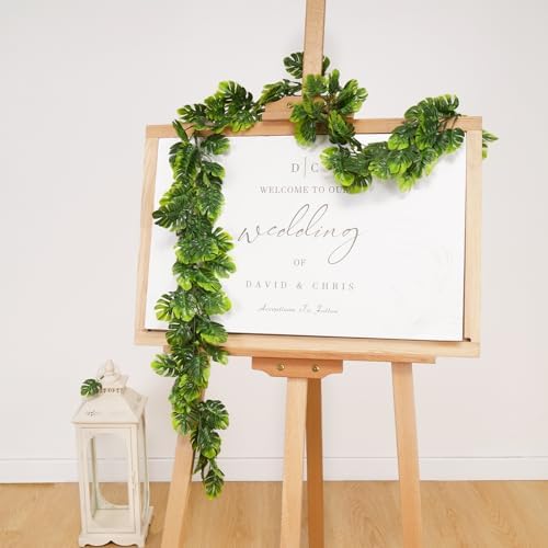 8Pcs Artificial Monstera Leaf Vines 5.6Ft Greenery Garland, alternate view 7